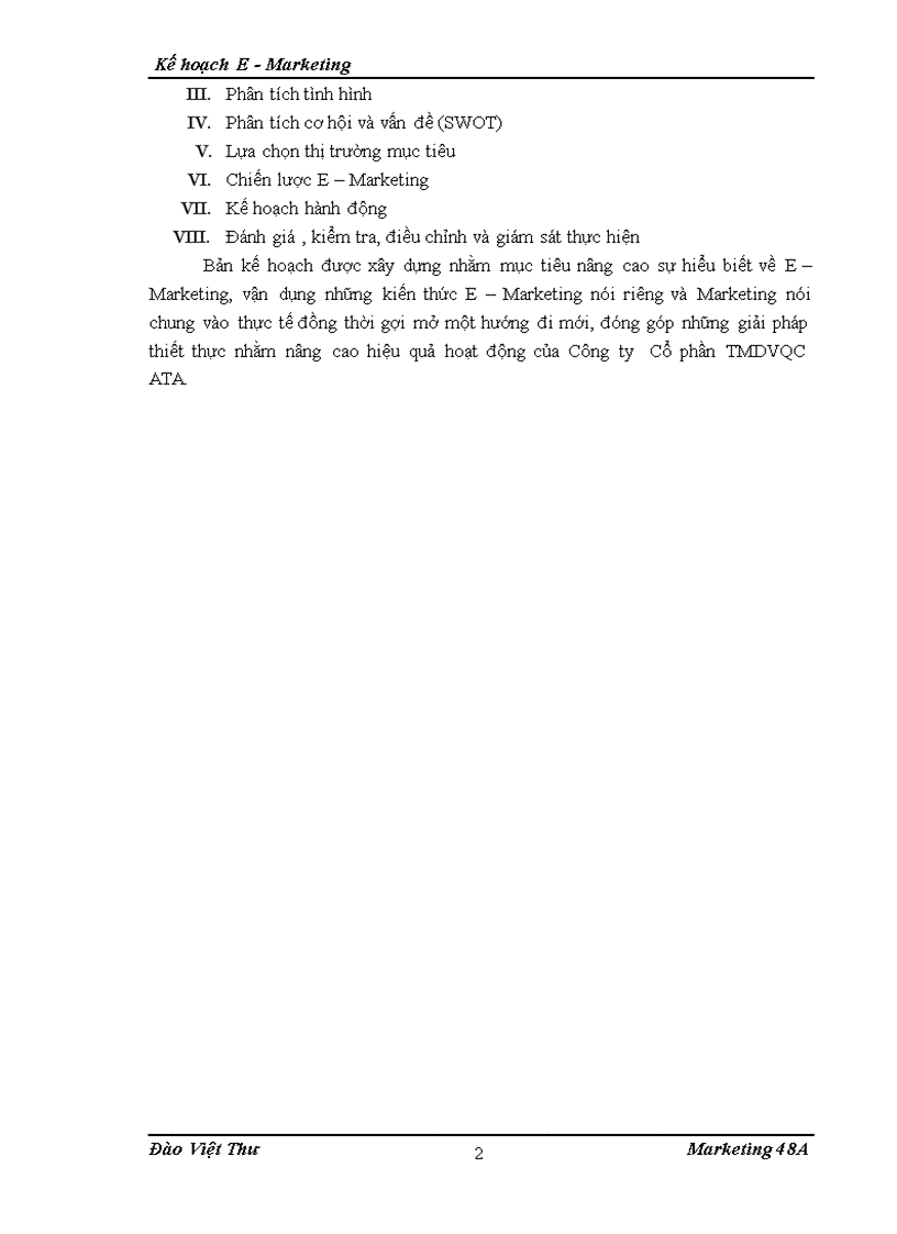 image for page Kế hoạch Internet Marketing E Marketing cho Công ty Cổ phần thương mại dịch vụ quảng cáo TMDVQC ATA tại khu vực miền Bắc từ 6 2010 đến 6 201