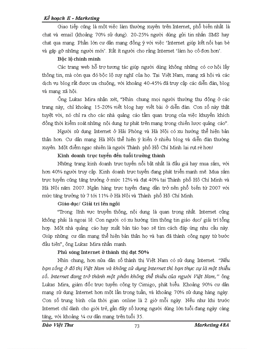 image for page Kế hoạch Internet Marketing E Marketing cho Công ty Cổ phần thương mại dịch vụ quảng cáo TMDVQC ATA tại khu vực miền Bắc từ 6 2010 đến 6 201