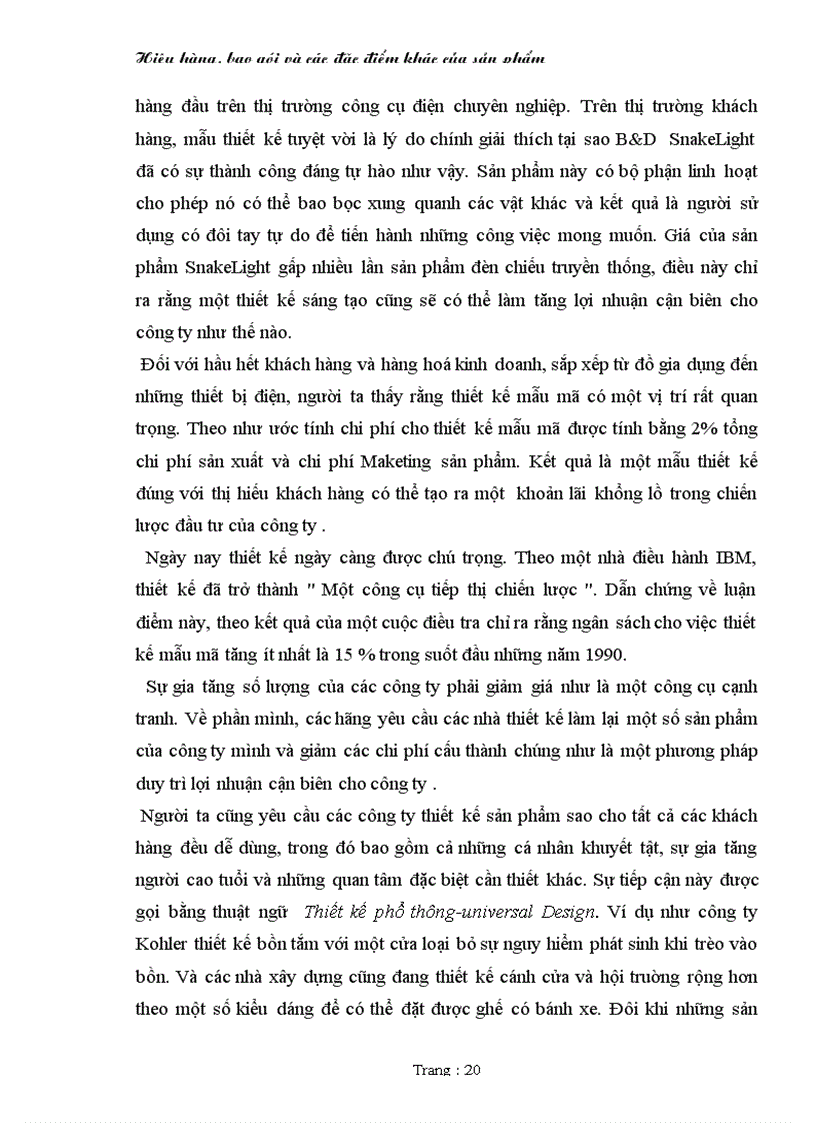 image for page Hiệu hàng bao gói và các đặc điểm khác của sản phẩm