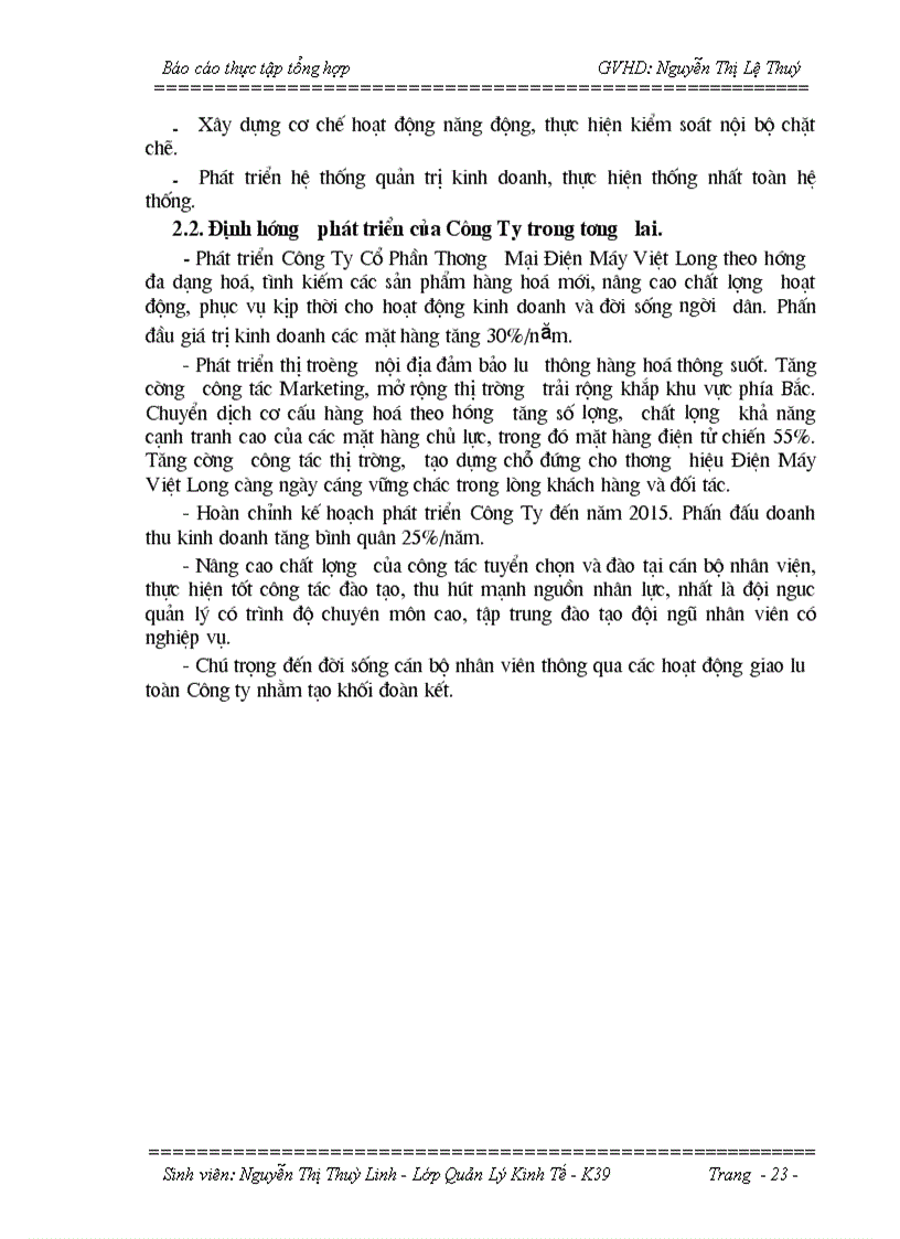 image for page Định hướng hoạt động và phát triển của Công Ty Cổ Phần Thương Mại Điện Máy Việt Long trong thời gian tới