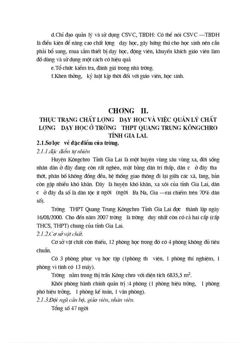 image for page Thực trạng của việc chỉ đạo quá trình dạy học ở trường PTTH Quang Trung Kông chso Gia Lai