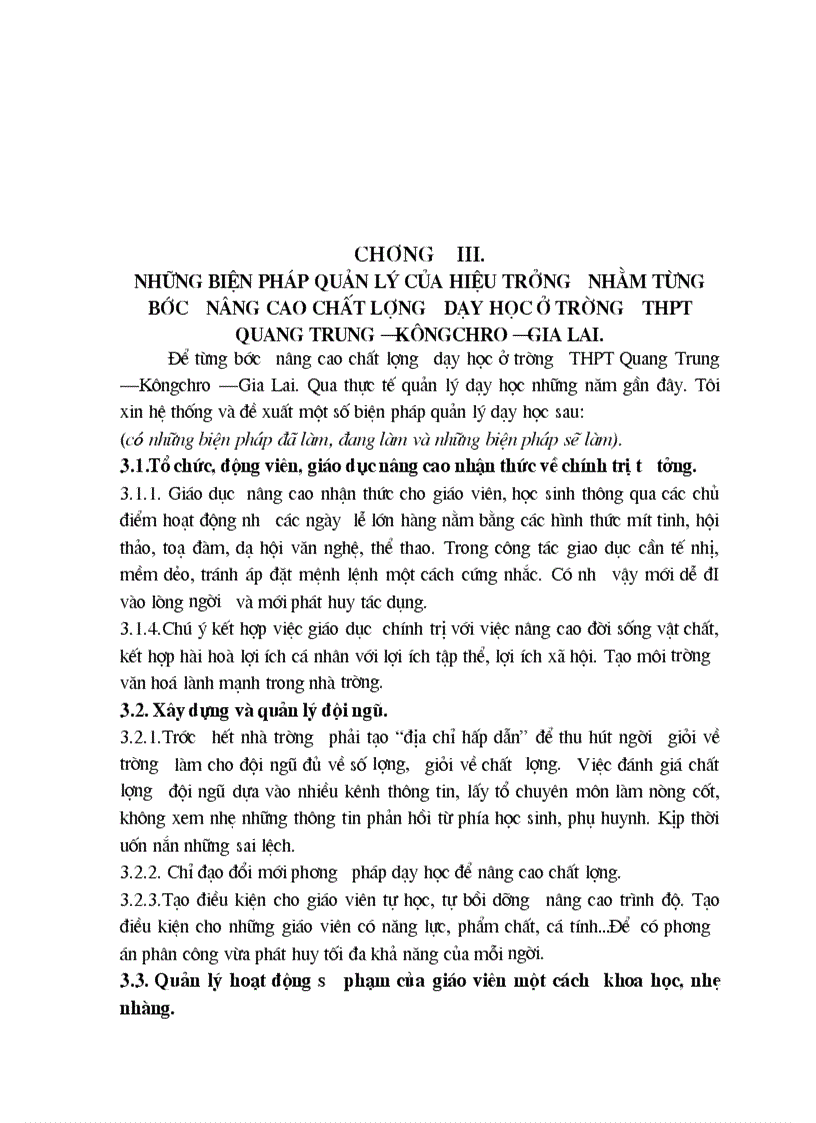 image for page Thực trạng của việc chỉ đạo quá trình dạy học ở trường PTTH Quang Trung Kông chso Gia Lai
