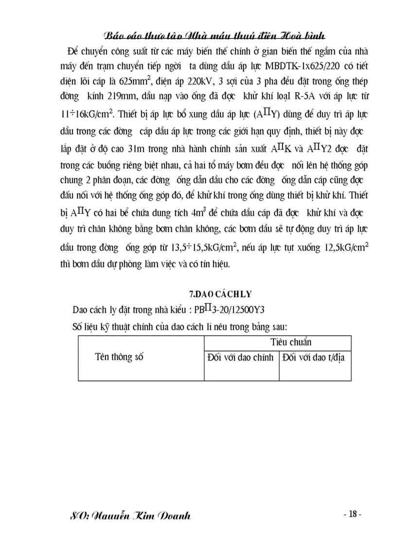 image for page Thông số kỹ thuật của các thiết bị chính trong nhà máy thuỷ điện Hoà bình