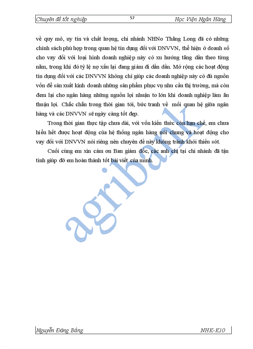 image for page Giải pháp mở rộng tín dụng đối với DNVVN tại NHNo PTNT Thăng Long 1