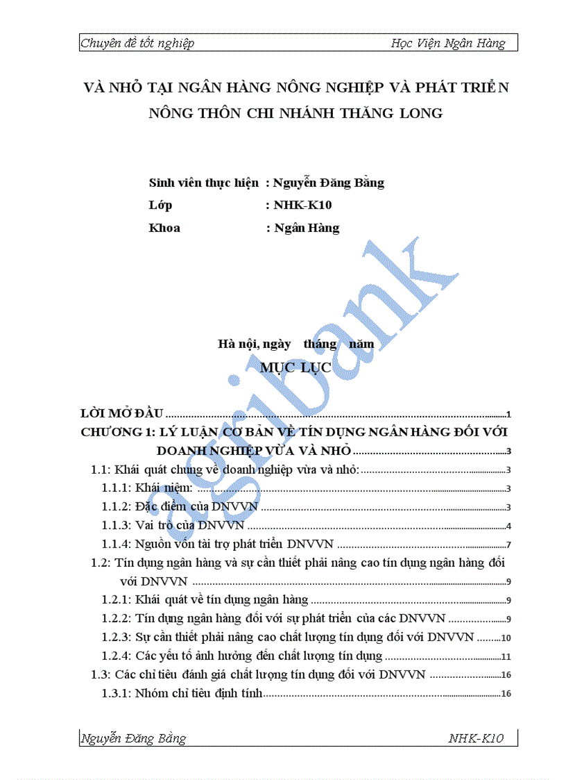 image for page Giải pháp mở rộng tín dụng đối với DNVVN tại NHNo PTNT Thăng Long 1