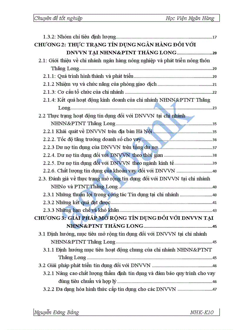 image for page Giải pháp mở rộng tín dụng đối với DNVVN tại NHNo PTNT Thăng Long 1
