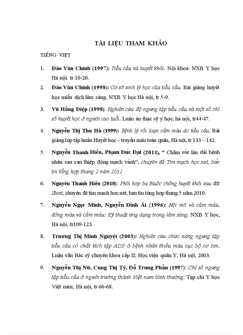 image for page Nghiên cứu độ ngưng tập tiểu cầu ở bệnh nhân trước và sau can thiệp đặt stent động mạch vành