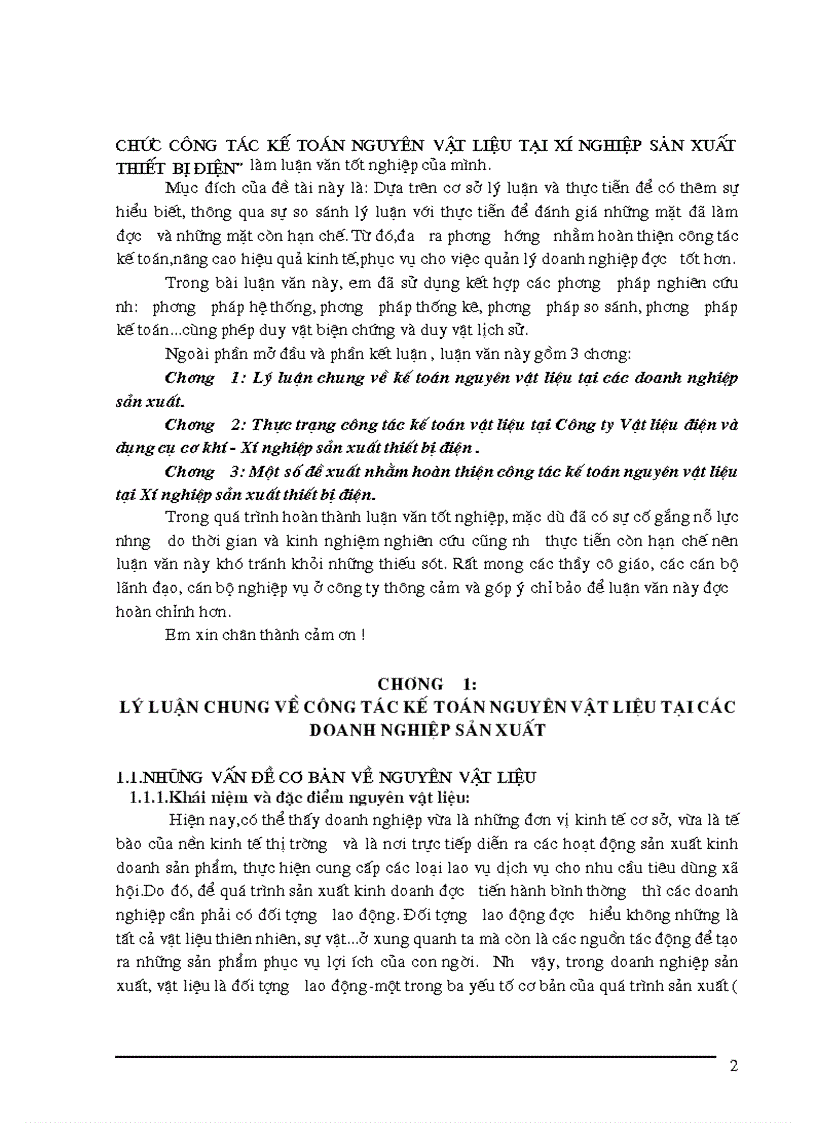 Một số đề xuất nhằm hoàn thiện công tác kế toán nguyên vật liệu tại Xí nghiệp sản xuất thiết bị điện 1