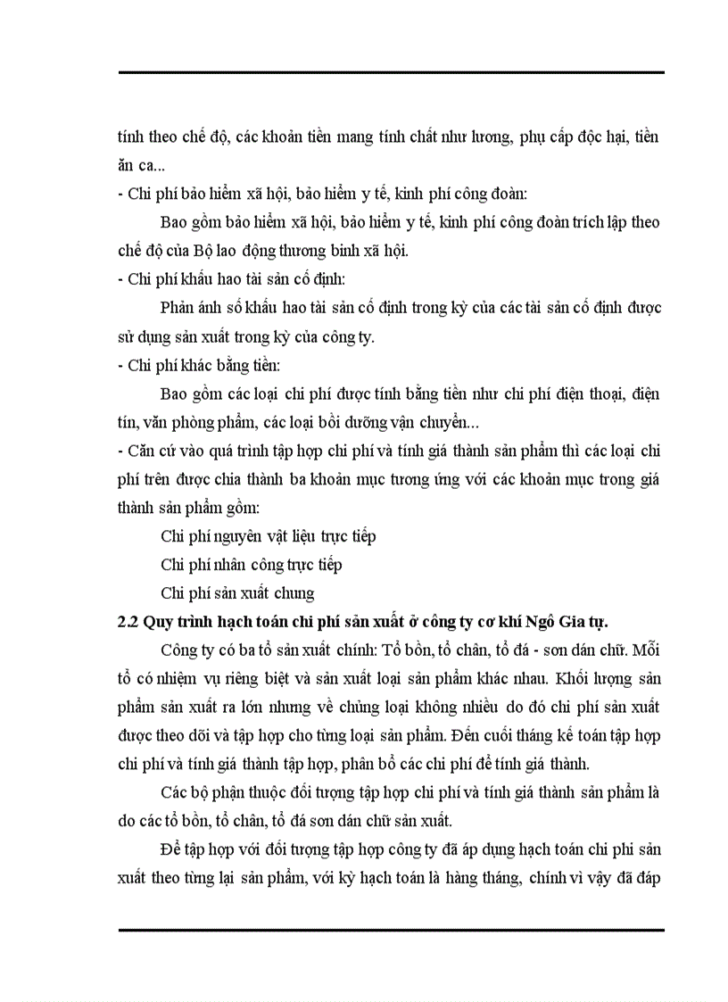 Thực trạng công tác kế toán chi phí sản xuất và tính giá thành sản phẩm ở công ty cơ khí Ngô Gia Tự