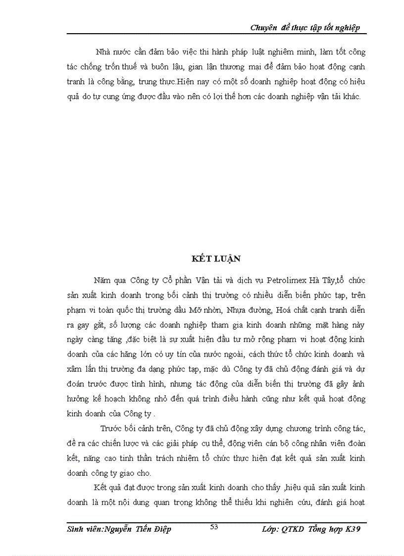 image for page Một số giải pháp nhằm nâng cao hiệu quả sản xuất kinh doanh của Công ty Cổ phần vận tải và dịch vụ Petrolimex Hà Tây 1
