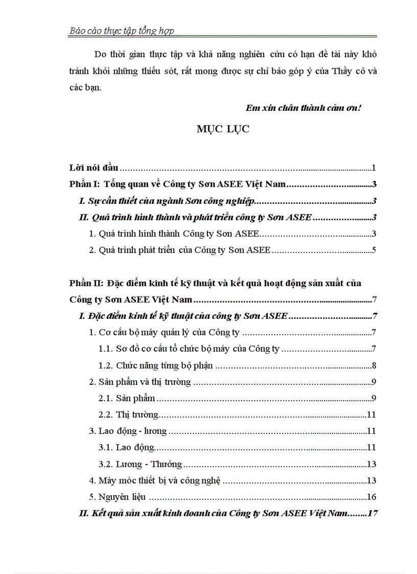 image for page Đặc điểm kinh tế kỹ thuật và kết quả sản xuất của Công ty Sơn ASEE Việt Nam