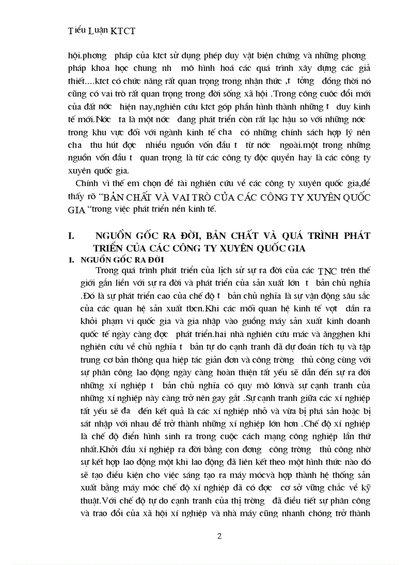 Bản chất và vai trò của các công ty xuyên quốc gia 1