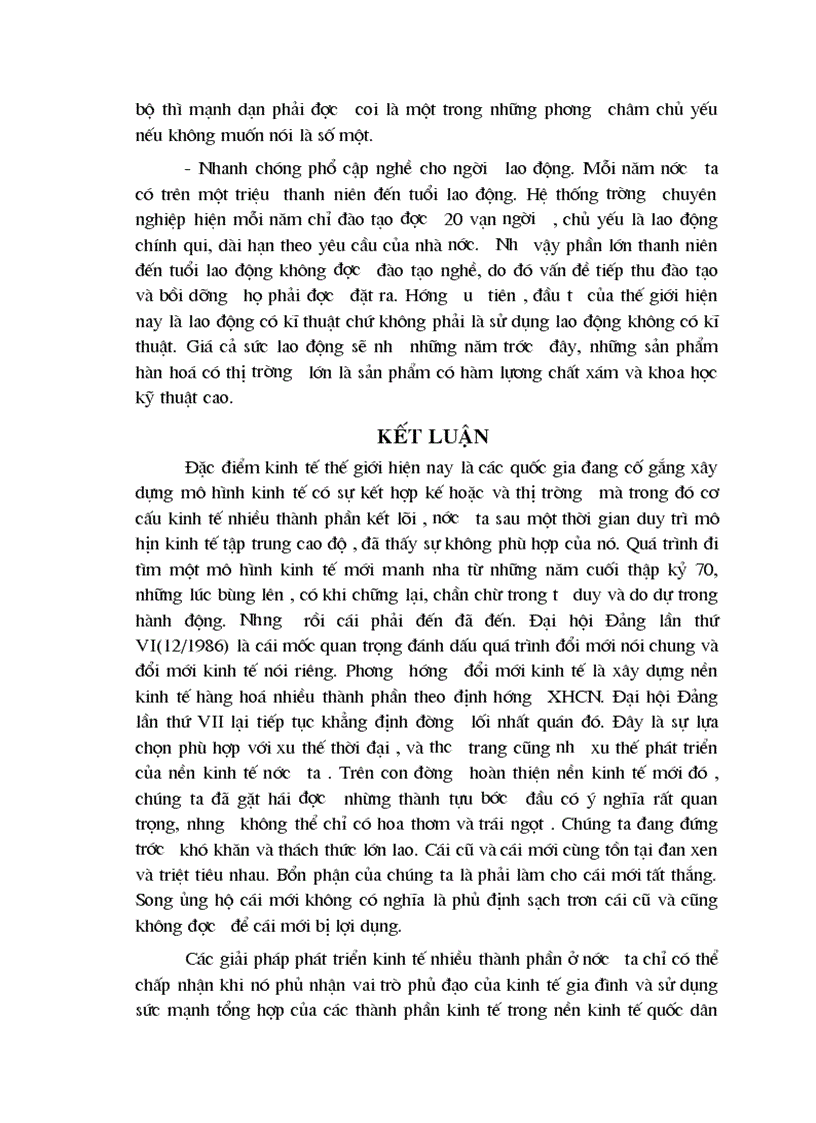 image for page Phân tích cơ cấu kinh tế nhiều thành phần ở nước ta mà đại hội Đảng IX đã nêu và ích lợi của việc sử dụng nó vào việc phát triển KT XH ở trong thời kỳ quá độ lên CNXH ở Việt Nam