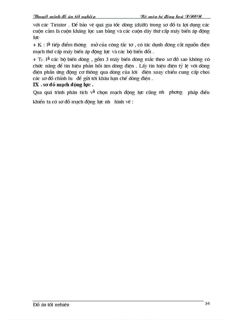 image for page Thiết kế hệ thống trang bị điện Tự động hoá cho hệ thống truyền động chính máy bào giường 7212