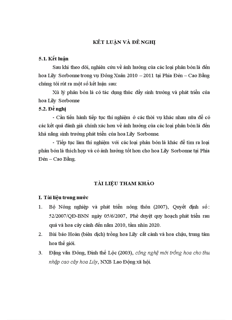 image for page Nghiên cứu ảnh hưởng của các loại phân bón lá đến khả năng sinh trưởng phát triển của Lily Sorbonne vụ Đông Xuân 2010 2011 tại Phia Đén Cao Bằng