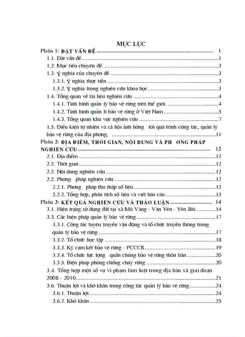 image for page Đánh giá thực trạng công tác quản lý bảo vệ rừng tại xã Mỏ Vàng Huyện Văn Yên Tỉnh Yên Bái trong giai đoạn 2008 2010
