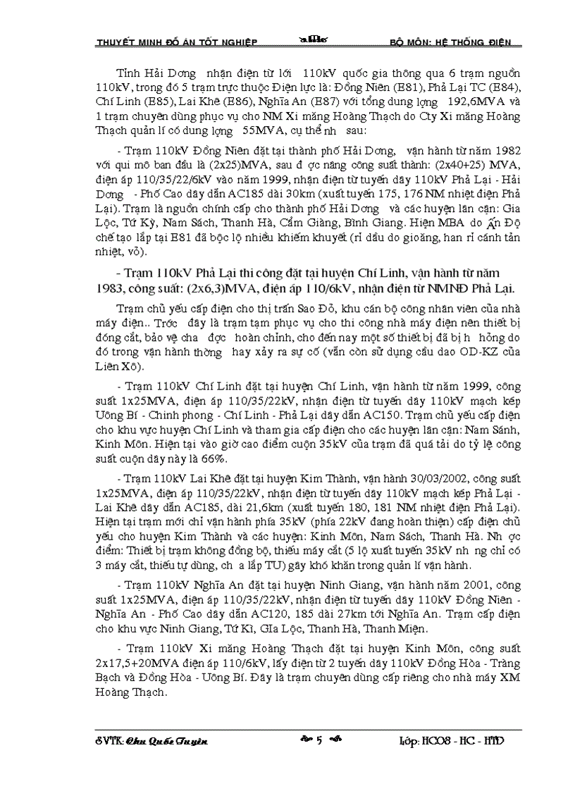 image for page Quy hoạch thiết kế cải tạo lưới điện cao áp tỉnh Hải Dương và trạm biến áp 110 kV Tiền Trung giai đoạn 2010 2015