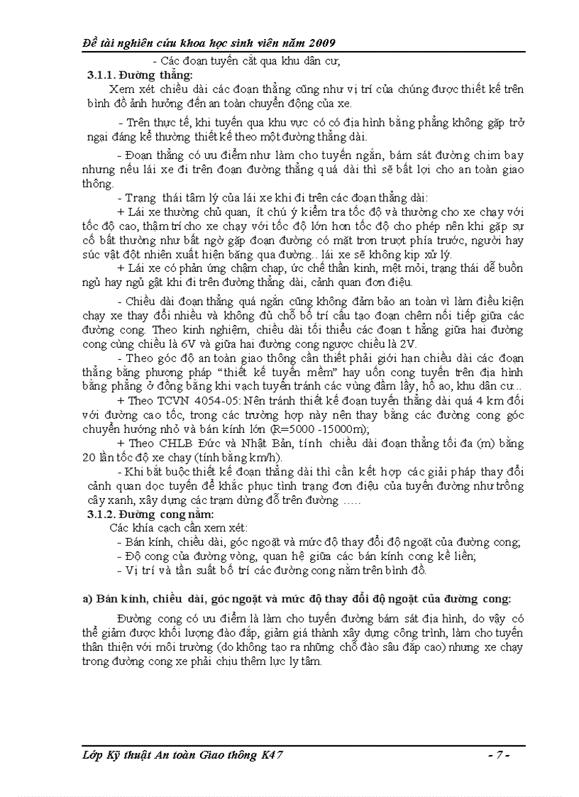 image for page Tìm hiểu ảnh hưởng của các yếu tố hình học đường đến bảo đảm an toàn chuyển động của dòng xe