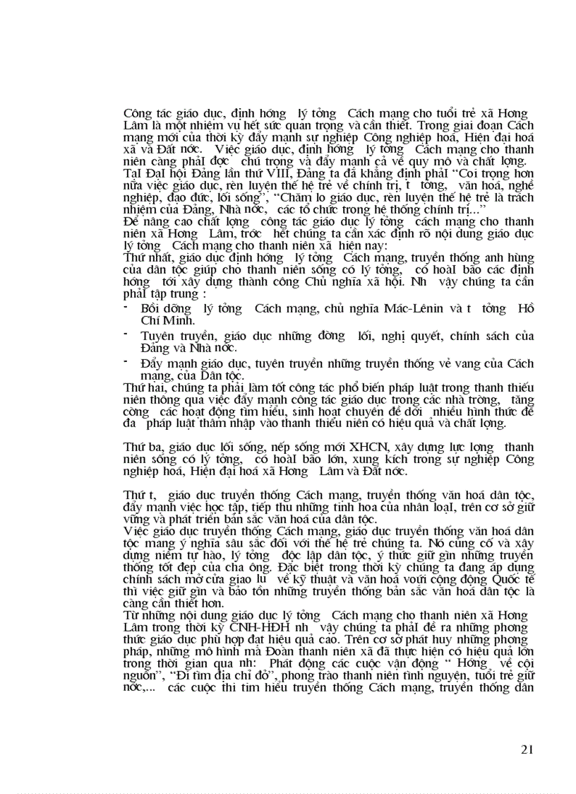 image for page Thực trạng công tác giáo dục lý tưởng cách mạng cho thanh niên ở xã hương lâm huyện hiệp hoà tỉnh bắc giang