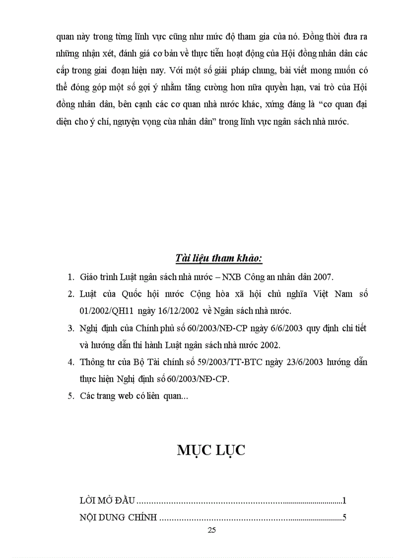 image for page Thực thi quyền hạn của Hội đồng nhân dân các cấp trong lĩnh vực ngân sách nhà nước Thực trạng và giải pháp hoàn thiện