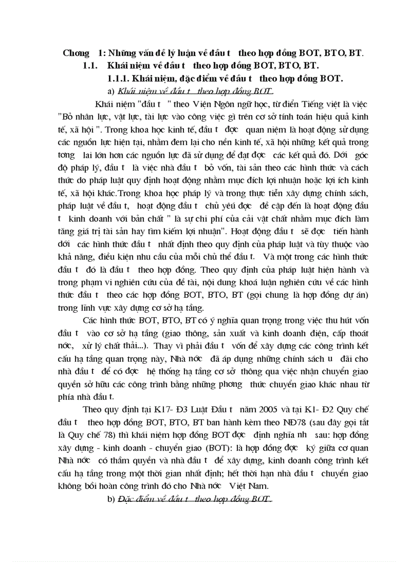 image for page Những vấn đề lý luận về đầu tư theo hợp đồng BOT BTO BT
