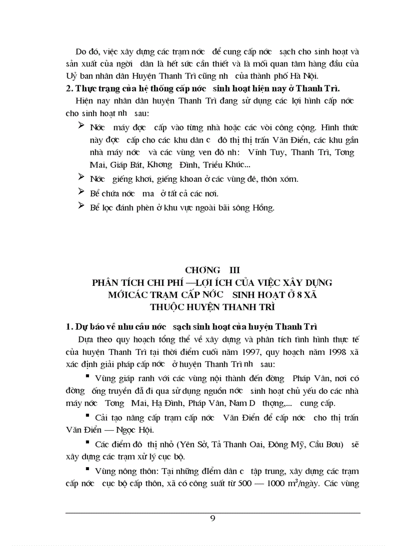 image for page Phân tích chi phí lợi ích của Dự án cấp nước sinh hoạt cho các xã còn lại thuộc huyện Thanh Trì Hà Nội 1