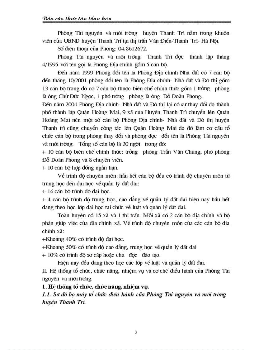 image for page Hệ thống tổ chức chức năng nhiệm vụ bộ máy tổ chức điều hành của Phòng Tài nguyên và môi trường huyện Thanh Trì