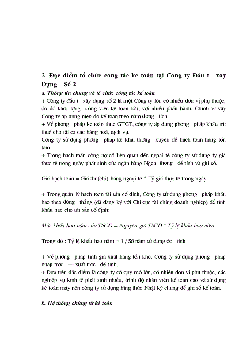 image for page Thực trạng tổ chức hạch toán kế toán tại Công ty Đầu tư Xây dựng Số 2 Hà Nội