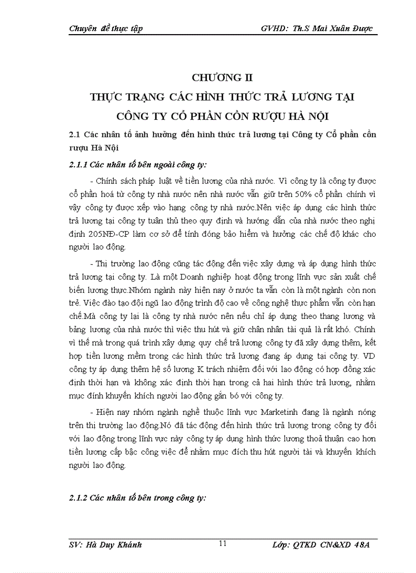 image for page Thực trạng các hình thức trả lương tại Công ty cổ phần cồn rượu Hà Nội