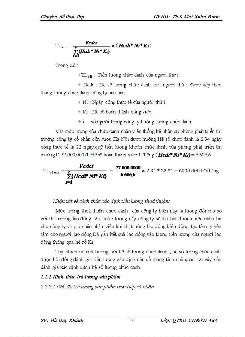 image for page Thực trạng các hình thức trả lương tại Công ty cổ phần cồn rượu Hà Nội