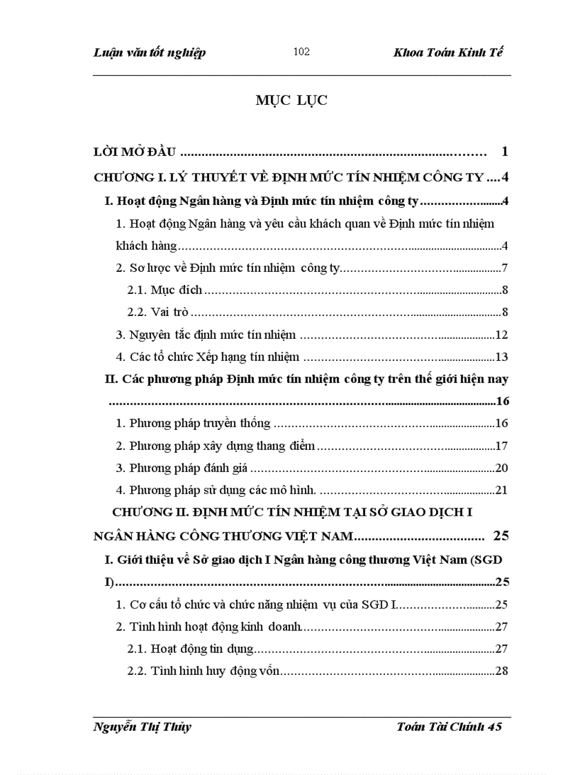 image for page Một số mô hình định mức tín nhiệm áp dụng cho sở giao dịch i ngân hàng công thương việt nam