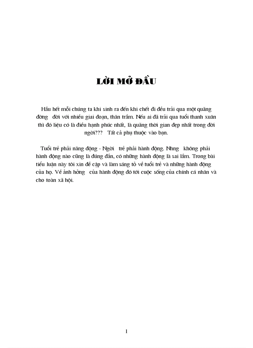 image for page Tuổi trẻ và những hành động của họ