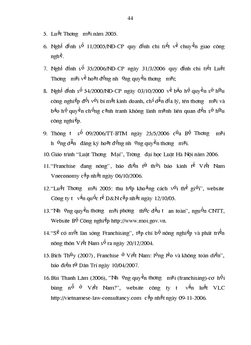 image for page Thực trạng nhượng quyền thương mại và một số kiến nghị nhằm hoàn thiện pháp luật nhượng quyền thương mại ở việt nam 1