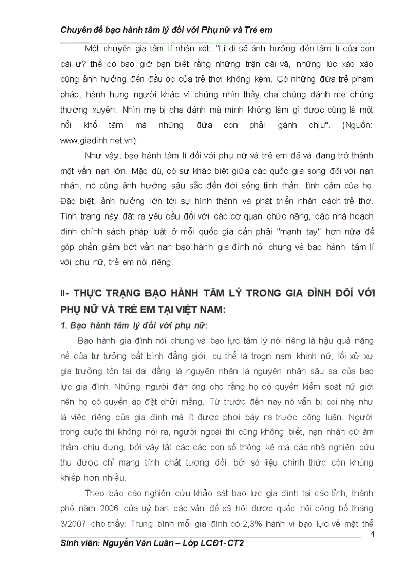 image for page Đánh giá thực trạng bạo hành tâm lý trong gia đình đối với phụ nữ và trẻ em 1