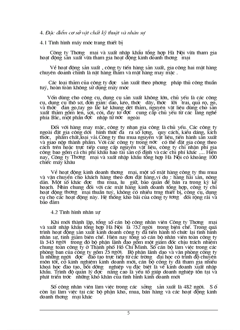 Khái quát hoạt động sản xuất kinh doanh của công ty thương mại và xuất nhập khẩu tổng hợp hà nội