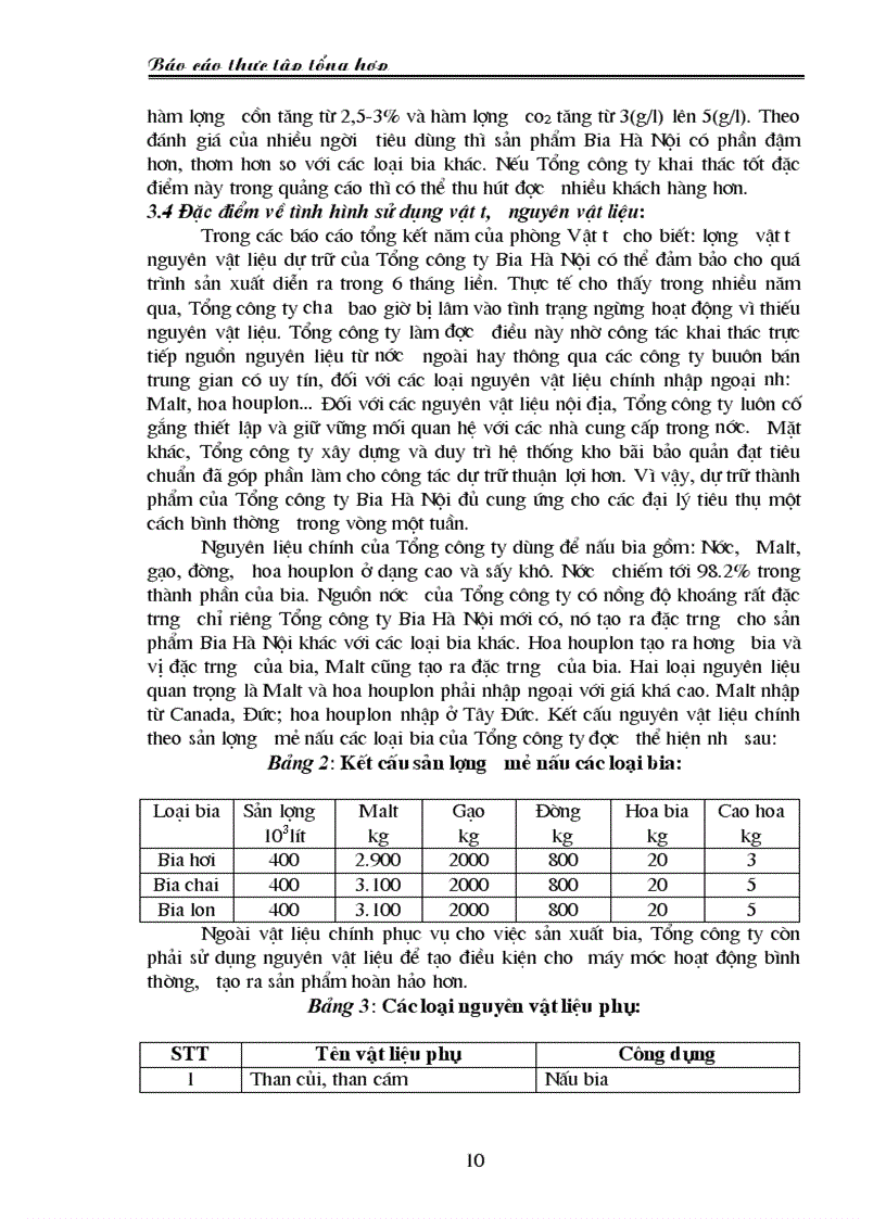 image for page Báo cáo thực tập tổng hợp tại Tổng công ty Bia Rượu Nước giải khát Hà Nội