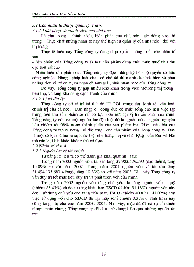 image for page Báo cáo thực tập tổng hợp tại Tổng công ty Bia Rượu Nước giải khát Hà Nội