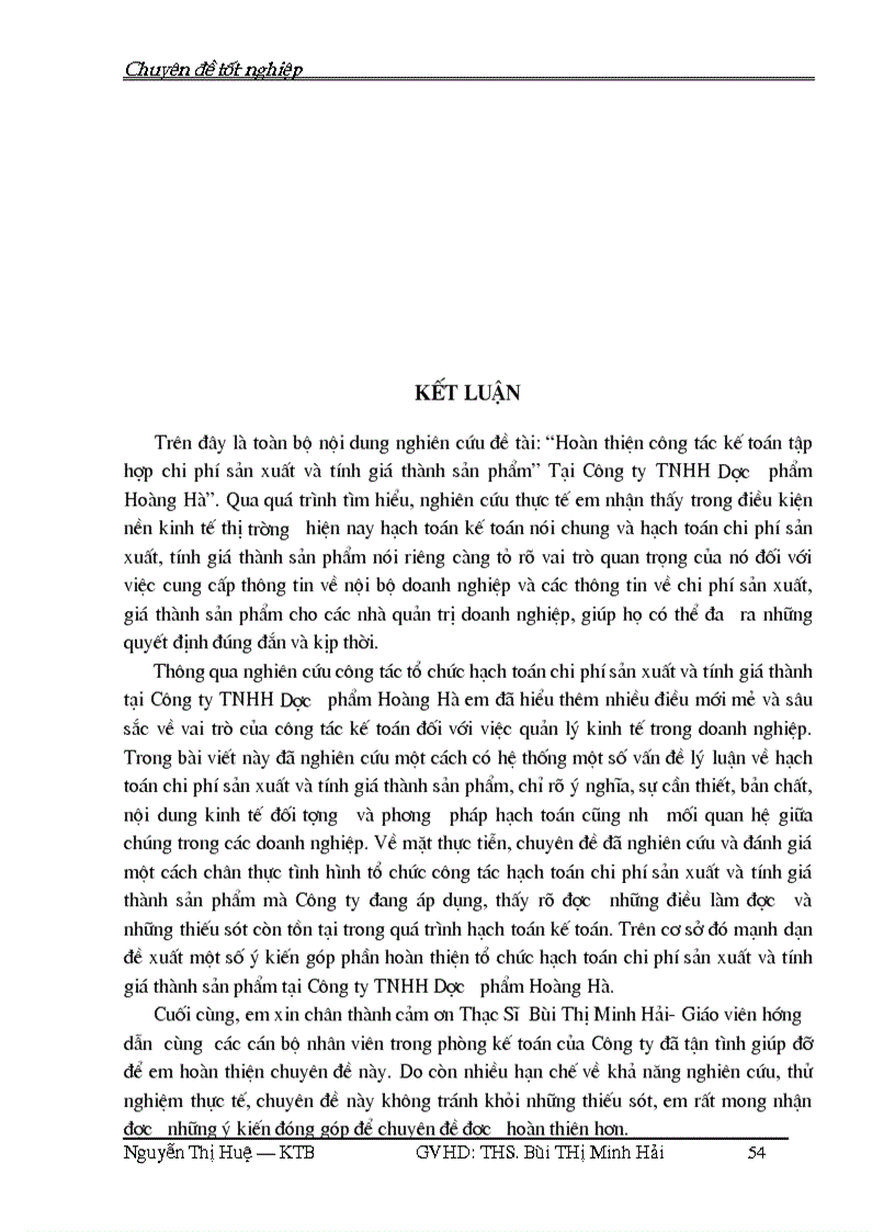 image for page Hoàn thiện công tác kế toán tập hợp chi phí sản xuất và tính giá thành sản phẩm Tại Công ty TNHH Dược phẩm Hoàng Hà