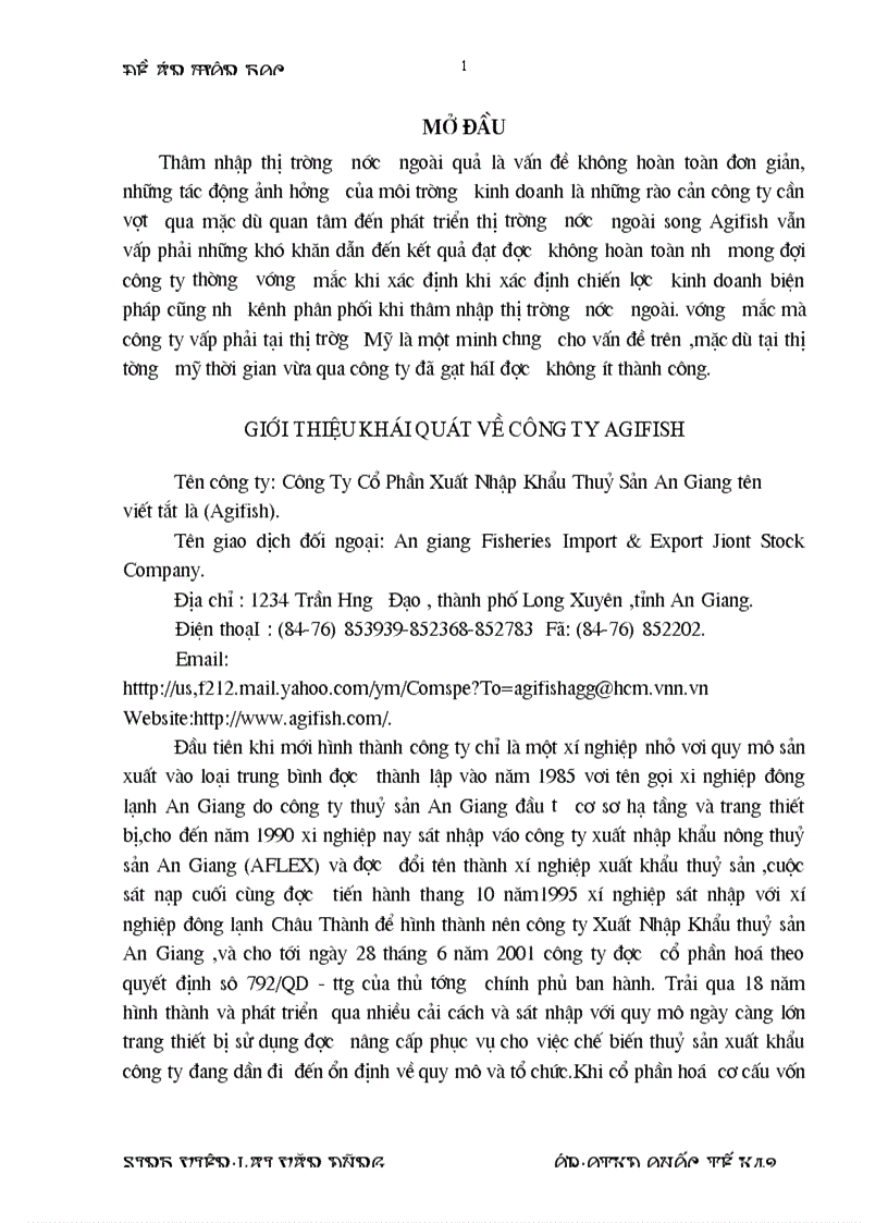 image for page Giới thiệu khái quát về công ty Agifish