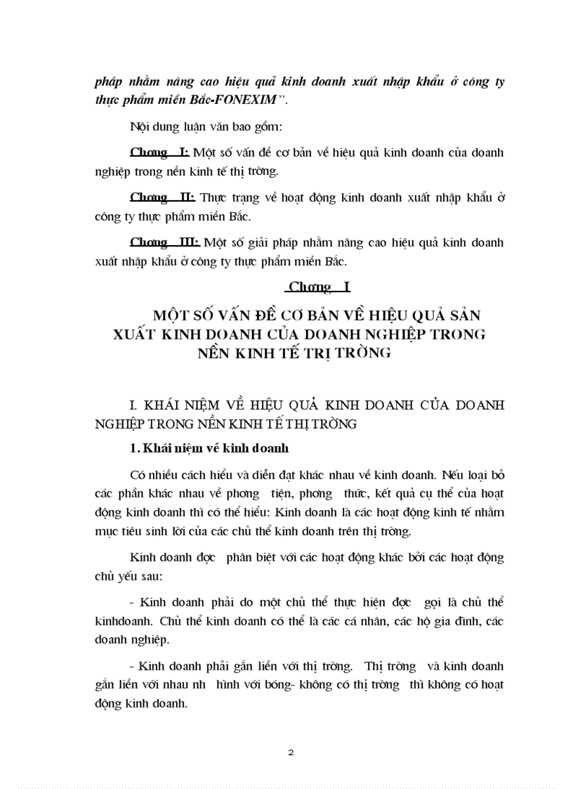 Phương hướng và một số biện pháp nhằm nâng cao hiệu quả kinh doanh xuất nhập khẩu ở công ty thực phẩm miền Bắc FONEXIM 1