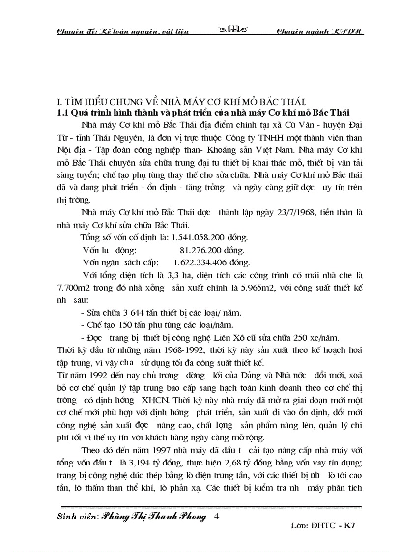 image for page Kế toán nguyên vật liệu tại nhà máy cơ khí mỏ Bắc thái