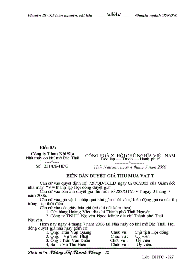 image for page Kế toán nguyên vật liệu tại nhà máy cơ khí mỏ Bắc thái