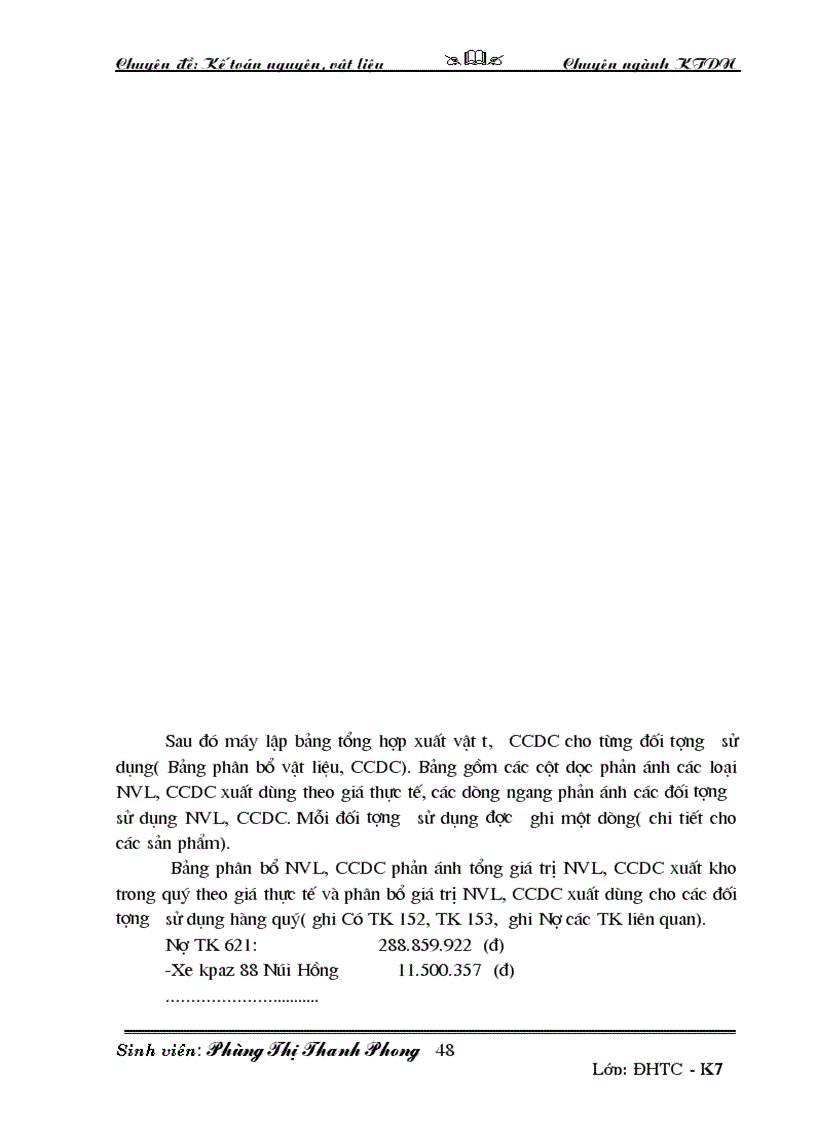 image for page Kế toán nguyên vật liệu tại nhà máy cơ khí mỏ Bắc thái