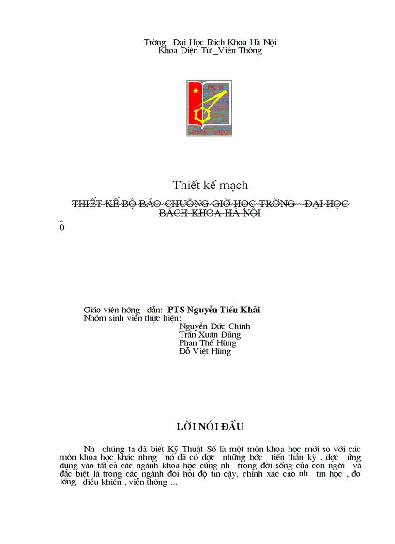 image for page Thiết kế bộ báo chuông giờ học trường Đại Học Bách Khoa Hà Nội 1