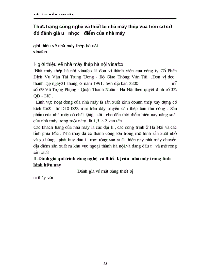 image for page Đánh giá qui trình công nghệ và thiết bị của nhà máy trong tình hình hiện nay