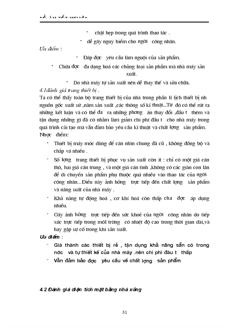 image for page Đánh giá qui trình công nghệ và thiết bị của nhà máy trong tình hình hiện nay