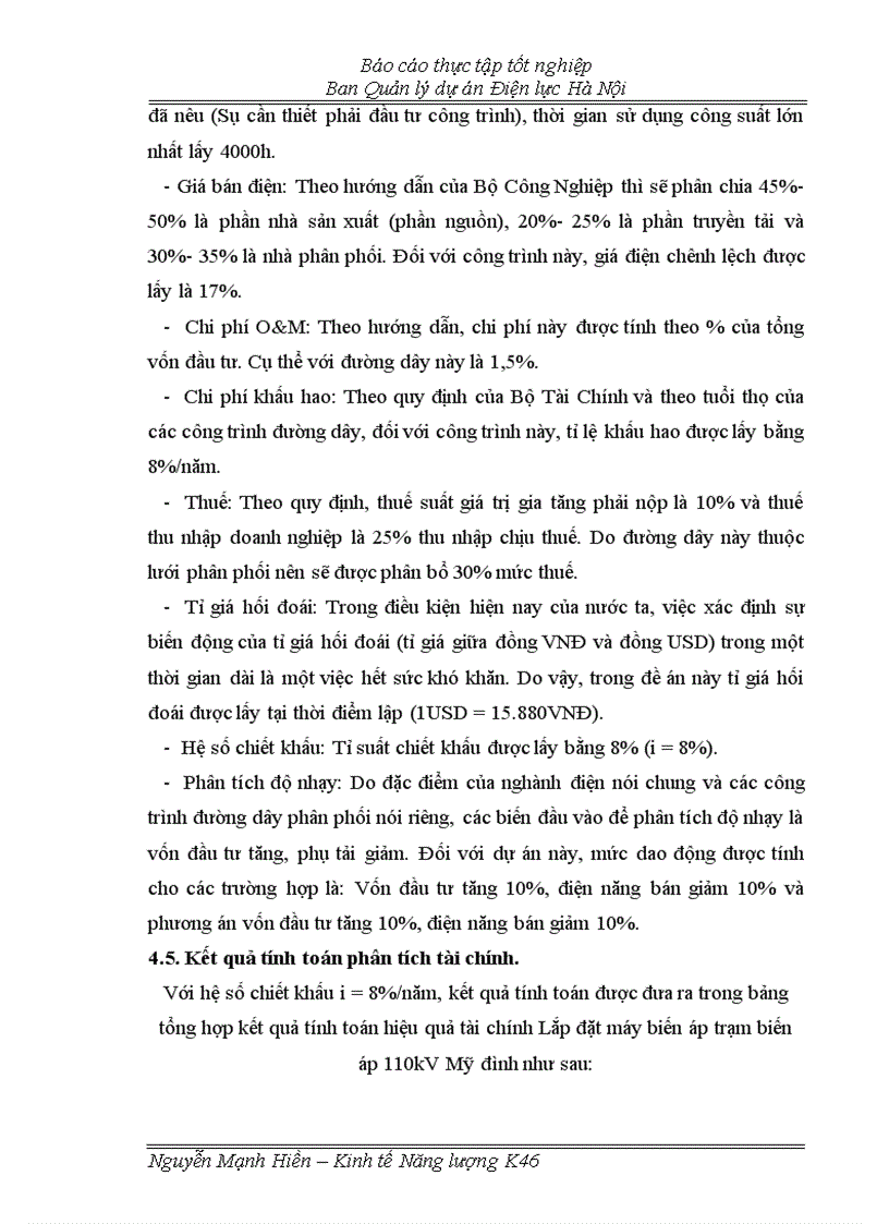 image for page Phân tích Dự án đầu tư Xây dựng trạm biến áp 110kV Mỹ đình