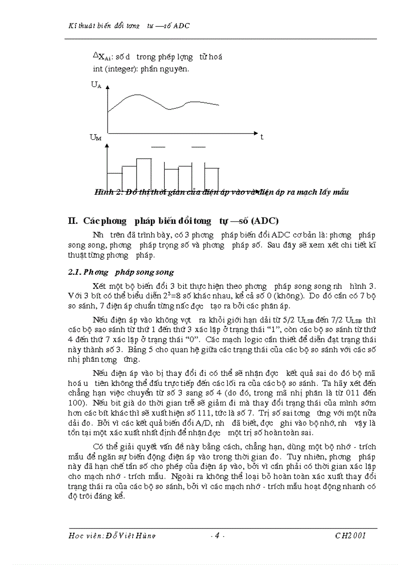 Lý thuyết tổng quan và phân tích các kĩ thuật biến đổi đồng thời đánh giá sai số trong biến đổi tương tự số ADC
