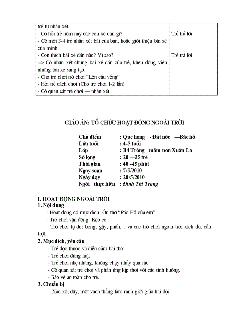 image for page Lập kế hoạch điều khiển hoạt động trong ngày ở trường mầm non Chủ điểm Quê hương Đất nước Bác Hồ