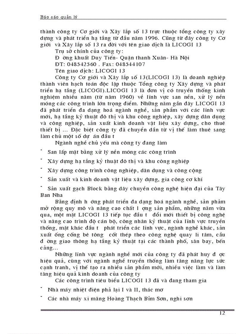 image for page Công tác quản lý vốn cố định tại Công ty cơ giới và xây lắp số 13